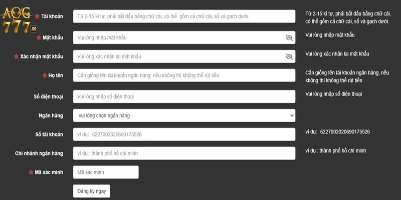 Điền những thông tin theo yêu cầu để đăng ký đối tác nhà cái