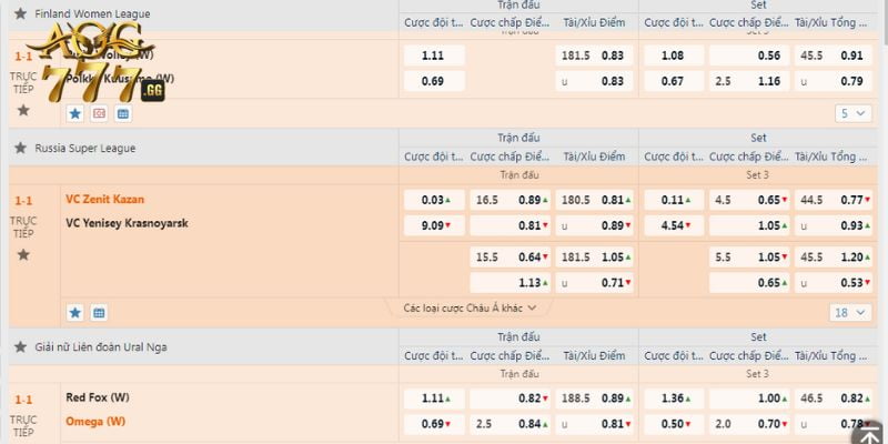 Một số hình thức cá cược phổ biến trong bóng chuyền